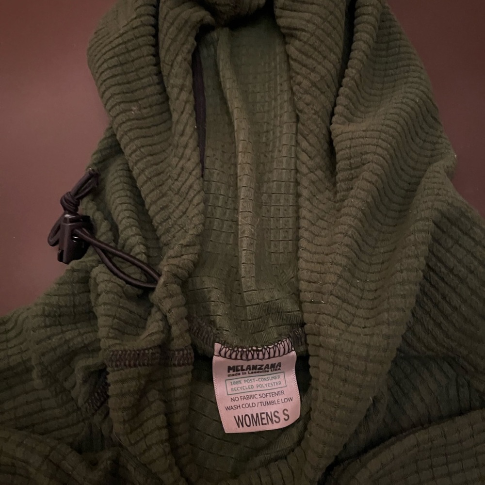 Melanzana Microgrid Green Hoodie, Adult Women Small